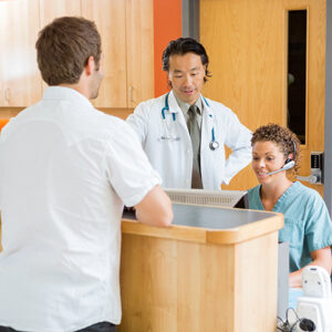 doctor in reception area