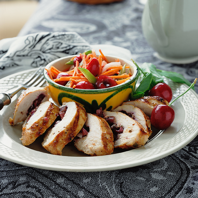 Cherry stuffed grilled chicken for 4th of July