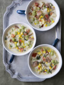 Succotash Chowder with Tomatoes and Basil from Chowderland, photo by Joe Keller
